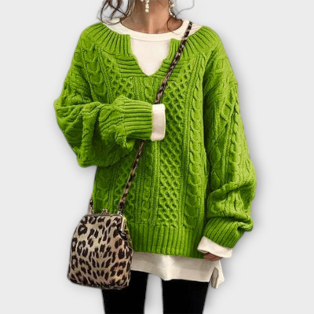 Oversized Knitted Jumper with Cable Pattern