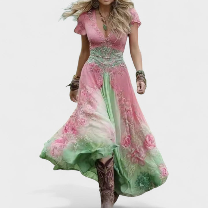 Elina | Stylishly Cut Floral Dress