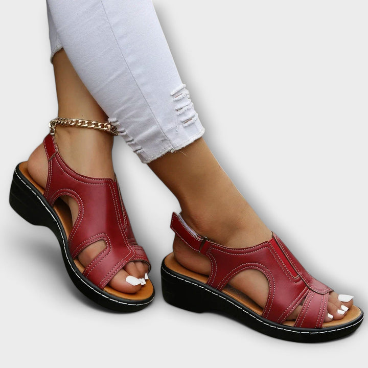 Christina – Orthopaedic Leather Sandals with Comfort Heel