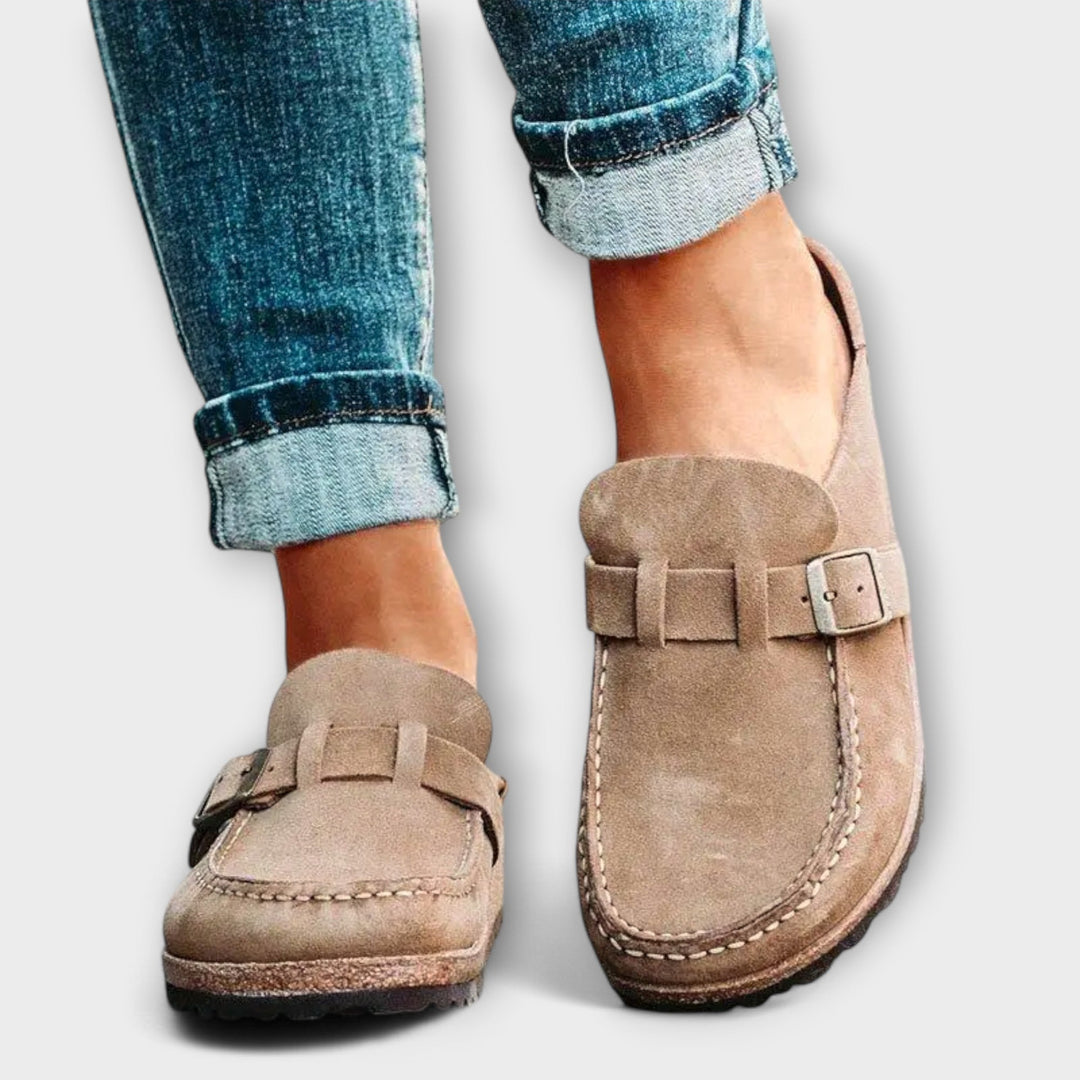 Orthopaedic Women's Moccasins with Decorative Buckle