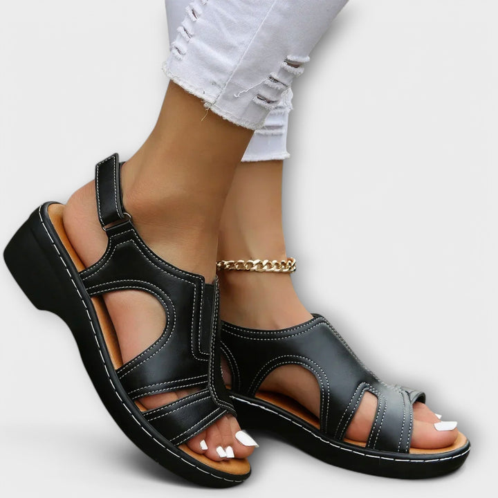 Christina – Orthopaedic Leather Sandals with Comfort Heel
