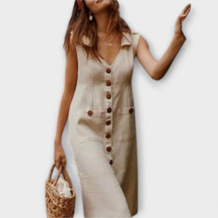 Nora – A-Line Dresses in Cotton and Linen with a Collar