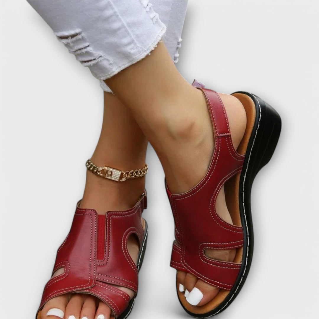 Christina – Orthopaedic Leather Sandals with Comfort Heel
