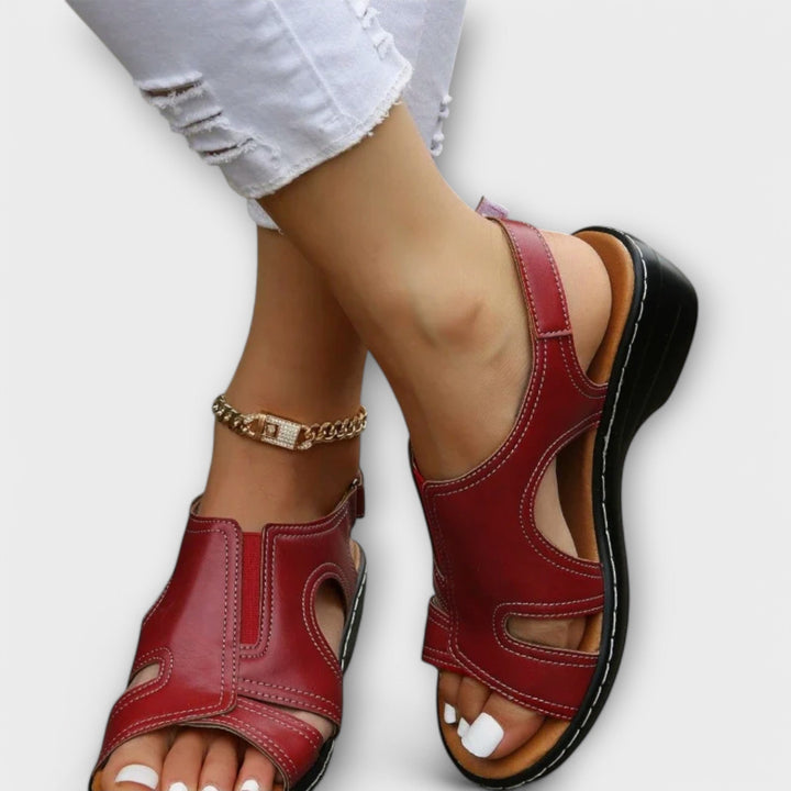 Christina – Orthopaedic Leather Sandals with Comfort Heel