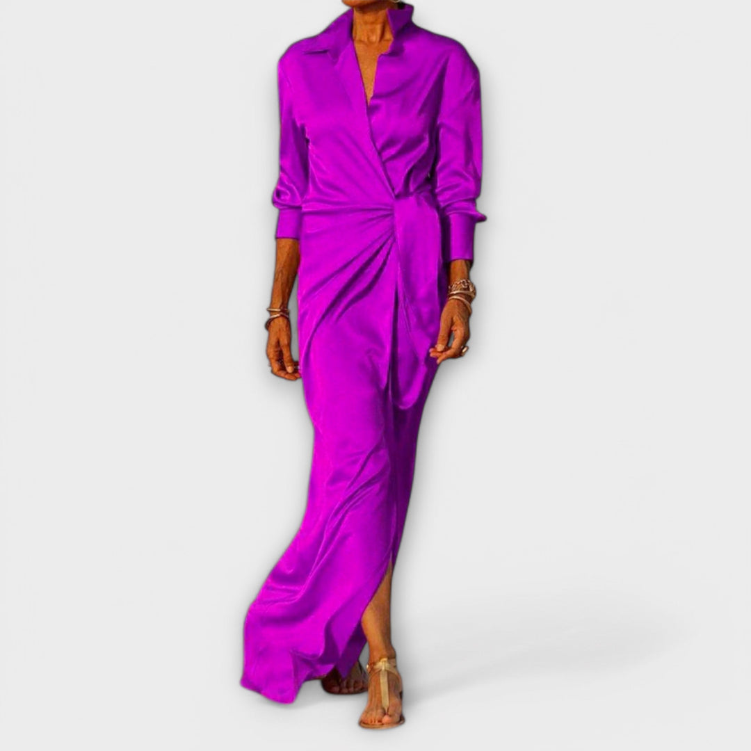 Elegant Dress with Belt and Long Sleeves