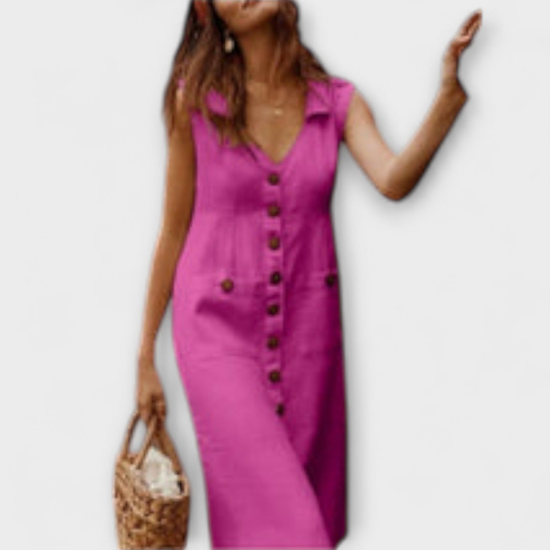 Nora – A-Line Dresses in Cotton and Linen with a Collar