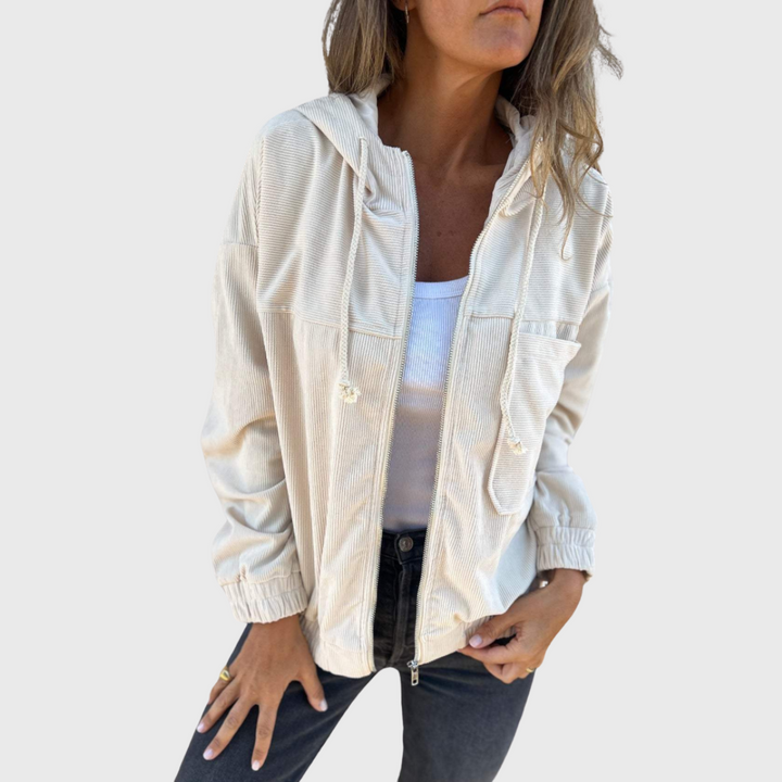 Ella - Corduroy Hooded Jacket with Zip