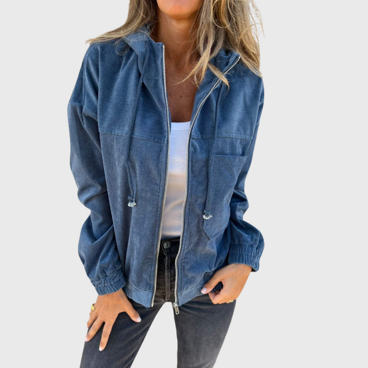 Ella - Corduroy Hooded Jacket with Zip