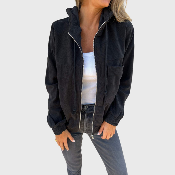 Ella - Corduroy Hooded Jacket with Zip