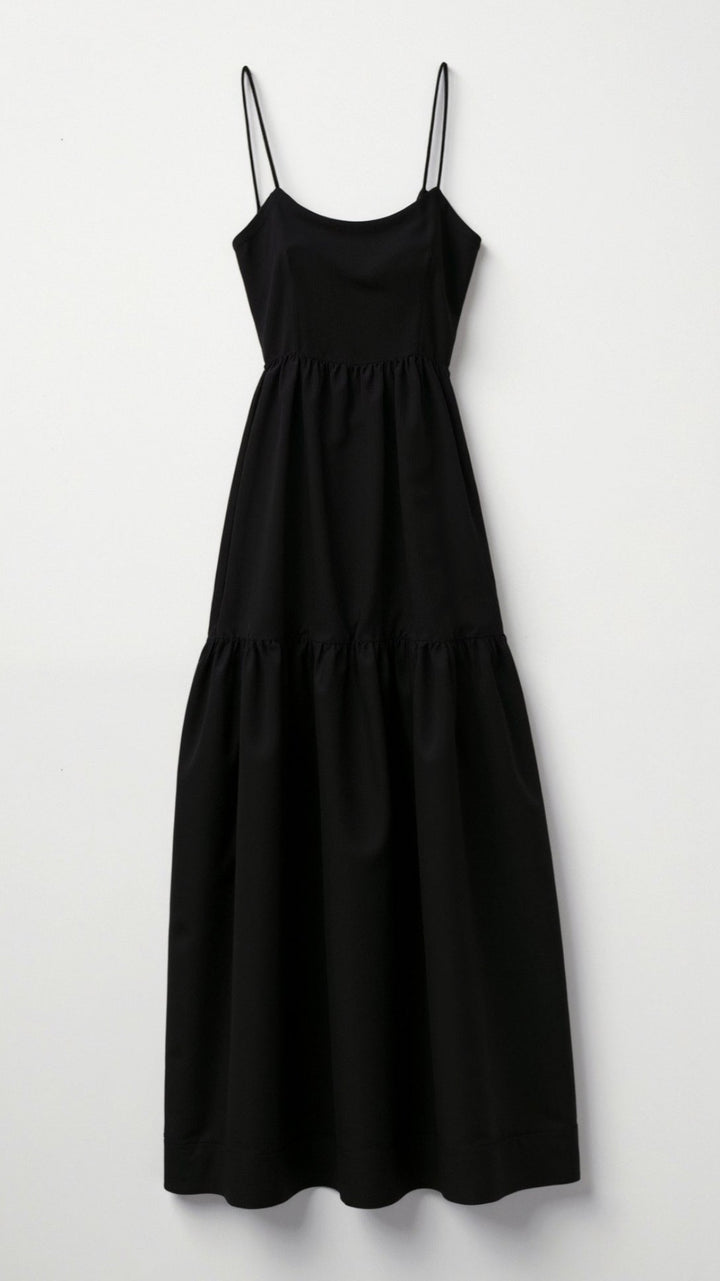 Victoria Halter Neck Backless Black Maxi Dress