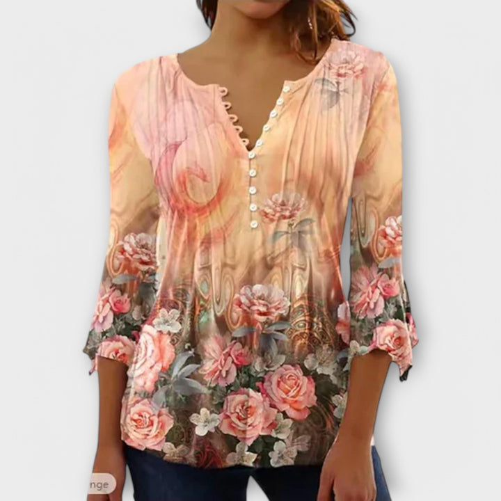 Juliane – Blouse with V-neck and Sleeves