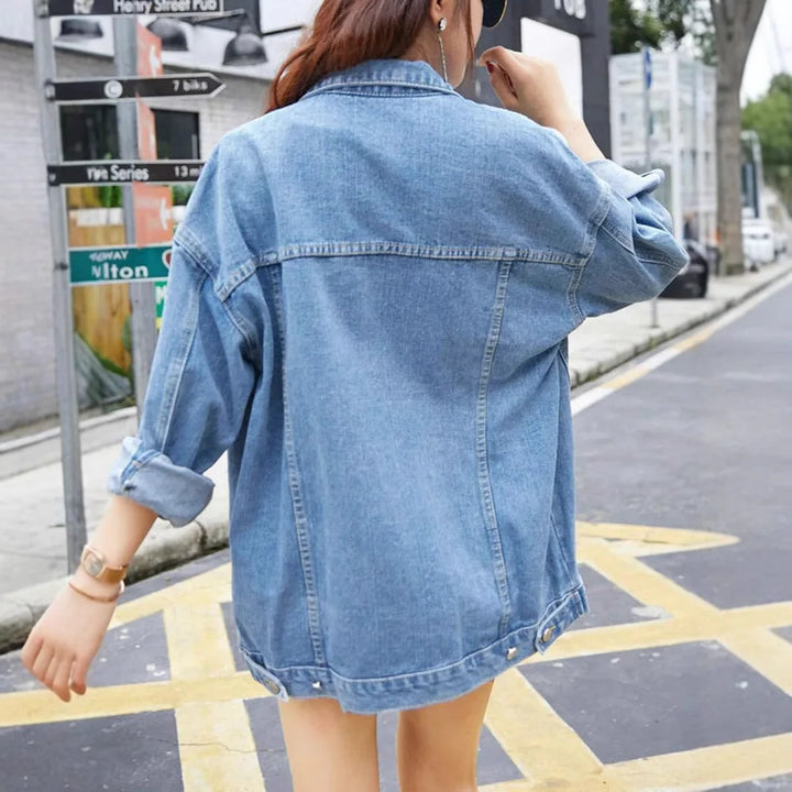 Oversized Denim Jacket with Classic Button-Front Design