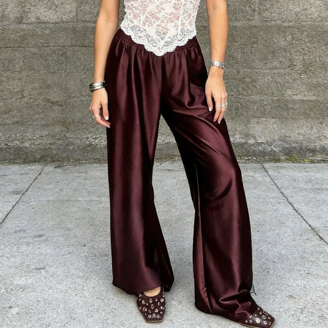Satin Wide-Leg Airport Trousers