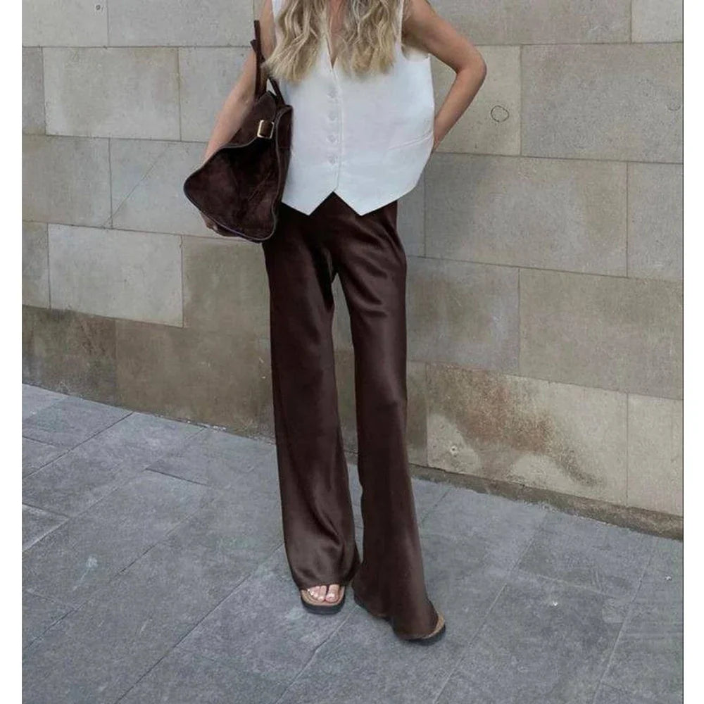 Satin Wide-Leg Airport Trousers