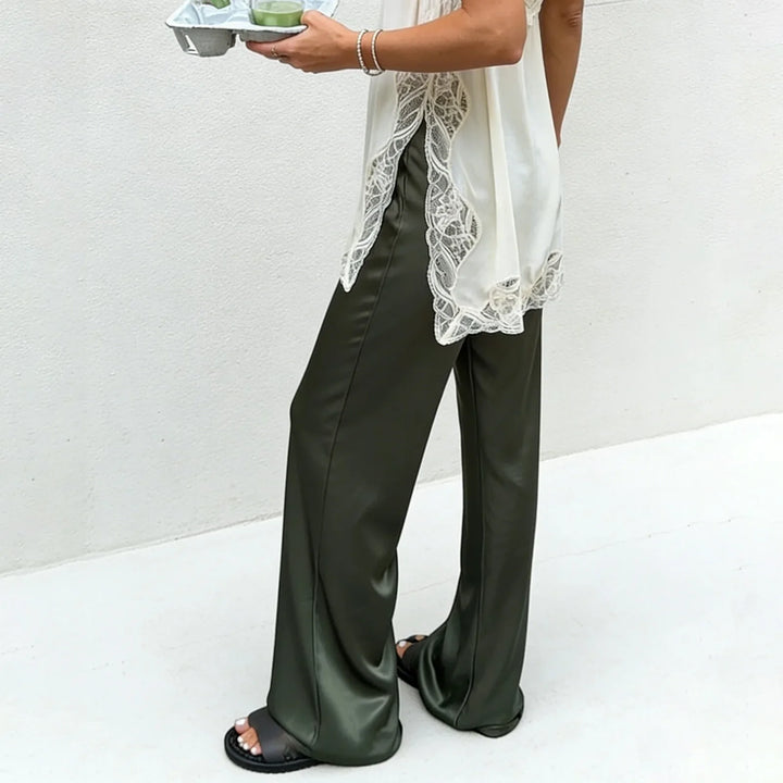 Satin Wide-Leg Airport Trousers