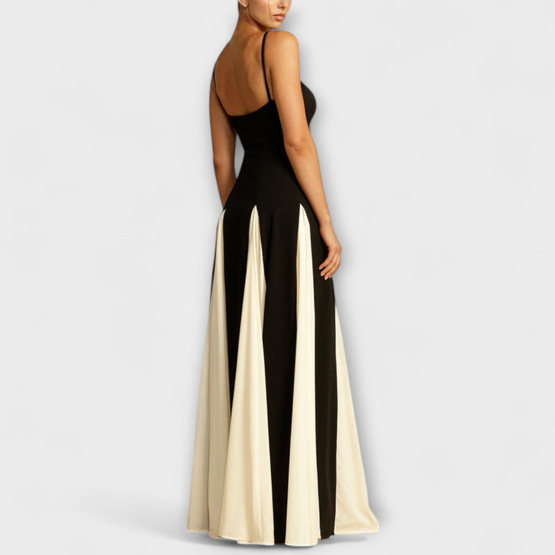 Ember - Classic Elegance: A-Line Maxi Dress with Tulle Panels