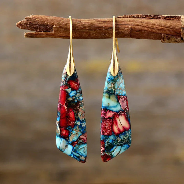 Retro Bunti Stein-Ear Rings