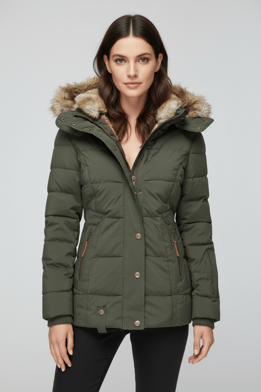 Colleen – Women’s Down Puffer Jacket with Faux Fur Hood
