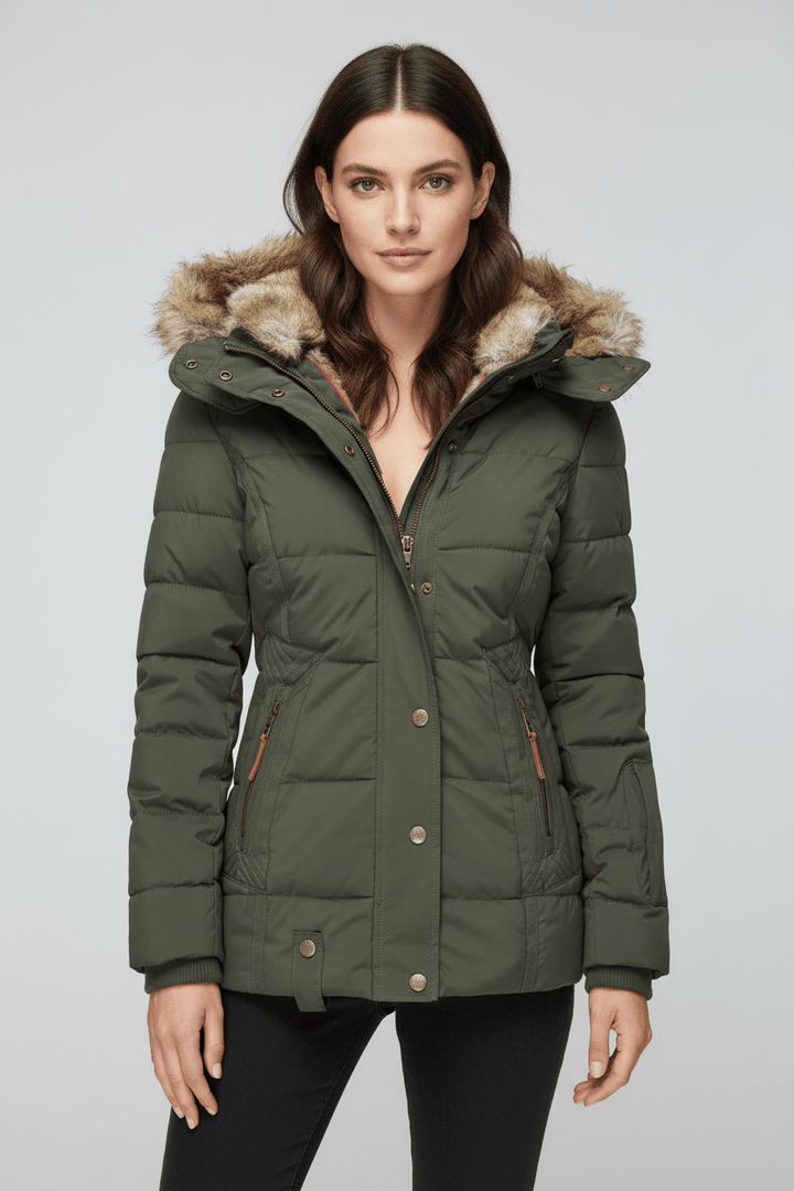 Colleen – Women’s Down Puffer Jacket with Faux Fur Hood