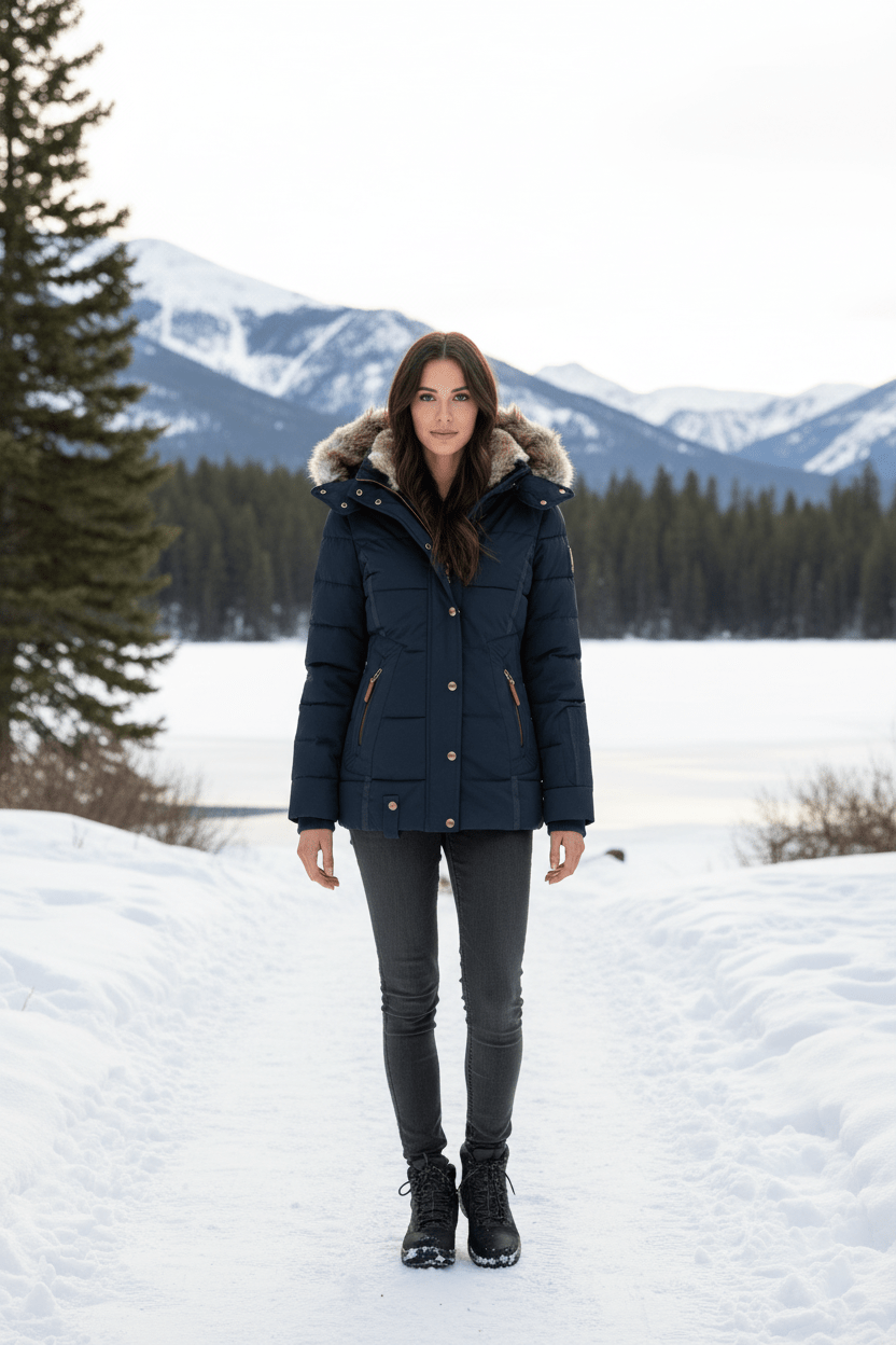 Colleen – Women’s Down Puffer Jacket with Faux Fur Hood