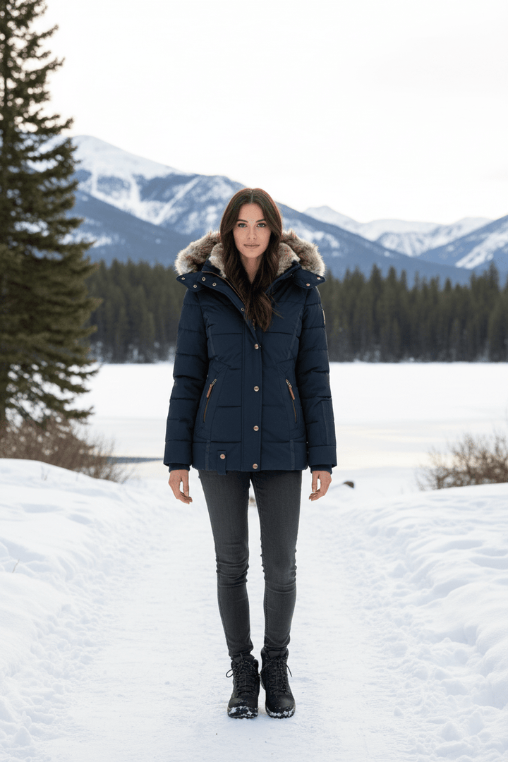 Colleen – Women’s Down Puffer Jacket with Faux Fur Hood