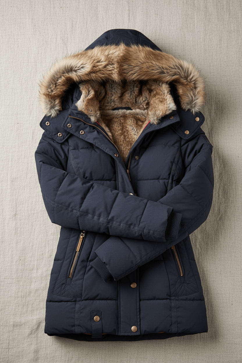 Colleen – Women’s Down Puffer Jacket with Faux Fur Hood