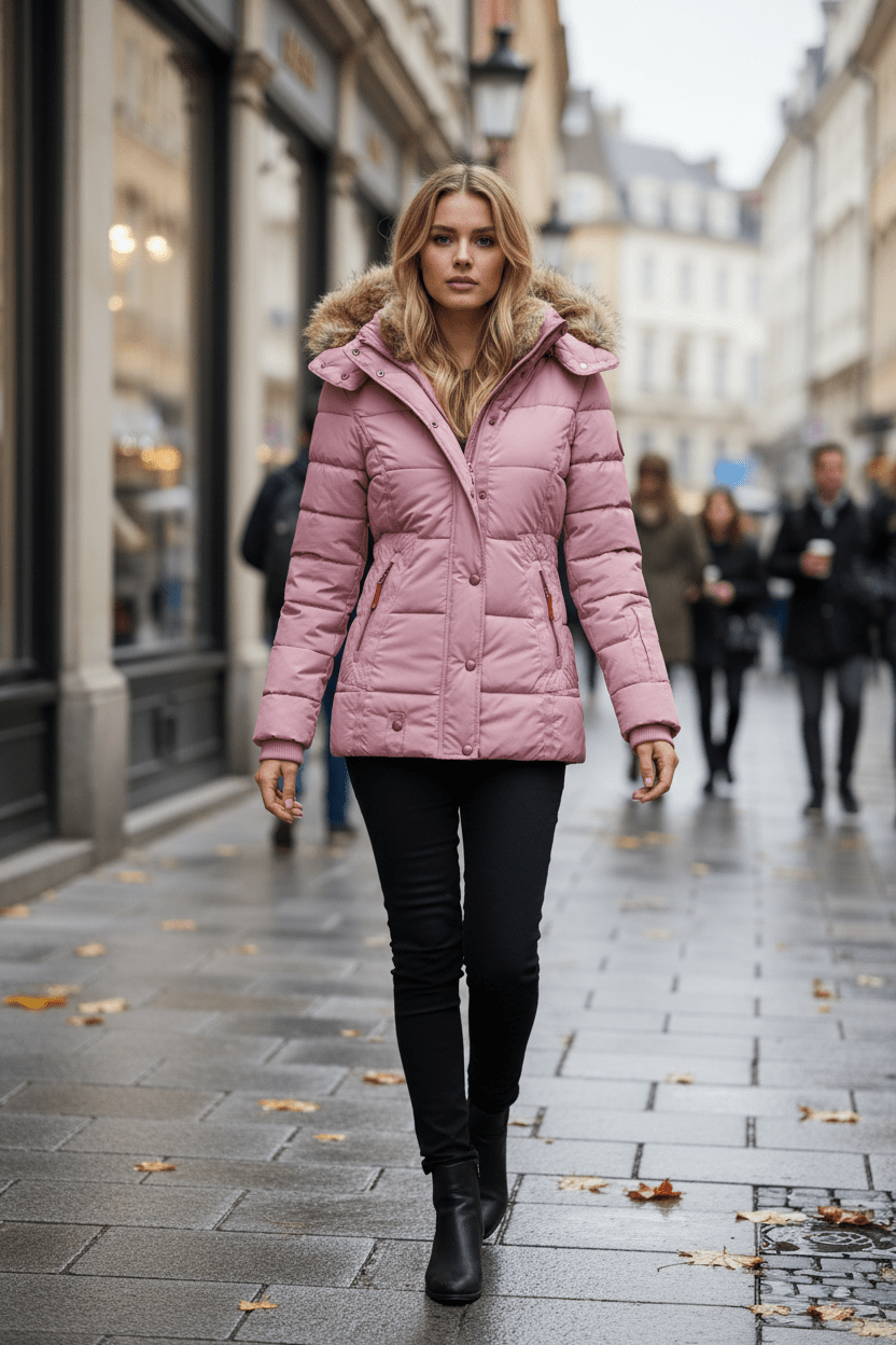 Colleen – Women’s Down Puffer Jacket with Faux Fur Hood