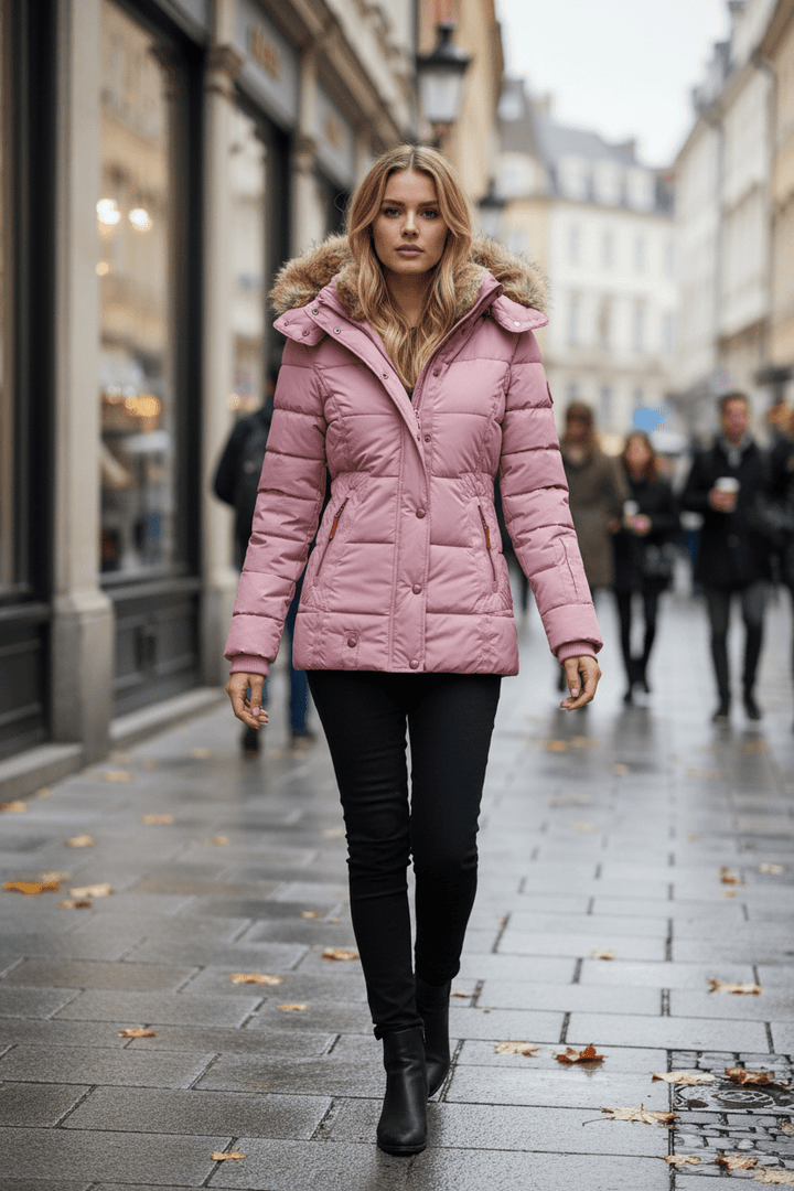 Colleen – Women’s Down Puffer Jacket with Faux Fur Hood