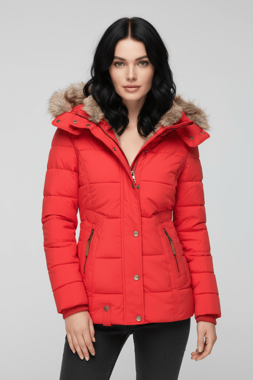 Colleen – Women’s Down Puffer Jacket with Faux Fur Hood