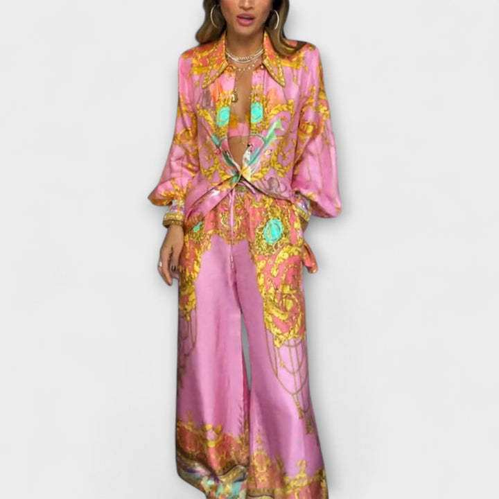 Sage - Mermaid Relaxed Shirt and Stretch Waist Trousers Set