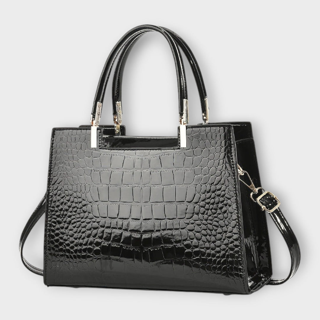 Léora. - Glossy Handbag with Crocodile Leather Pattern