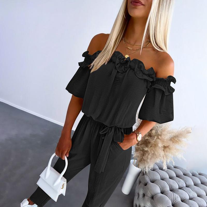 Nikola – Elegant Jumpsuit with Off-the-Shoulder Design and Waist Tie
