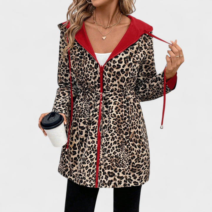 Evie | Reversible hooded jacket with leopard print