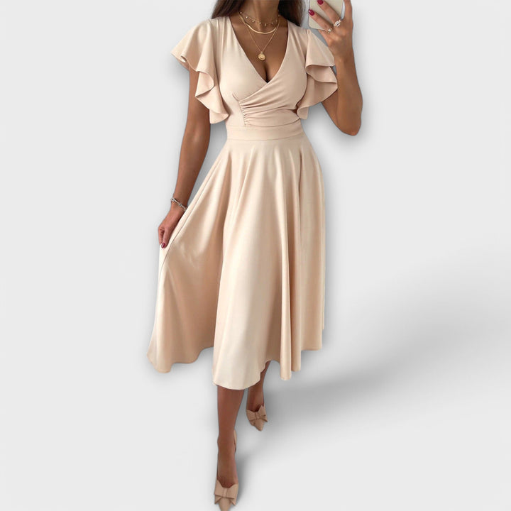 Elegant V-Neck Dress with Flowing Silhouette