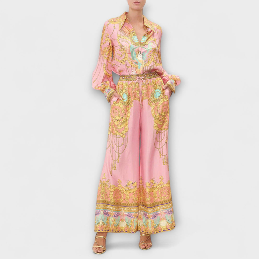 Sage - Mermaid Relaxed Shirt and Stretch Waist Trousers Set