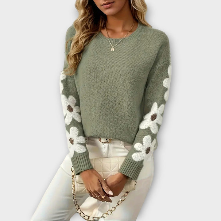 Silke - E soft knitted jumper with floral design