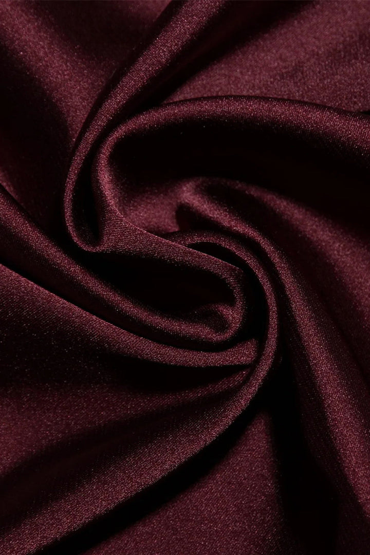 Burgundy Y2K Satin Asymmetrical Sleeveless Mini Dress