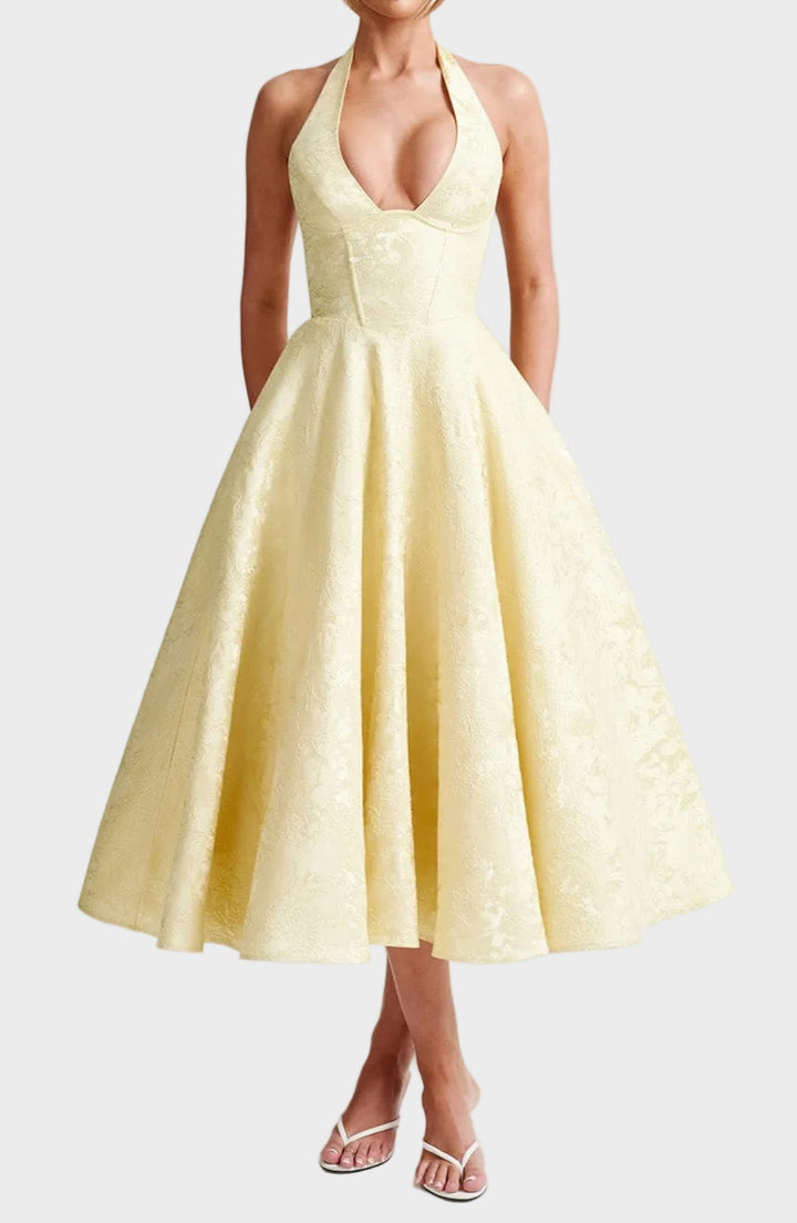 Triana Midi Dress - Lemon