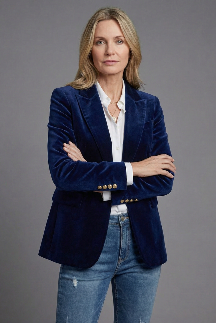 Women’s Velvet Style Blazer Tailored Smart Occasion Jacket