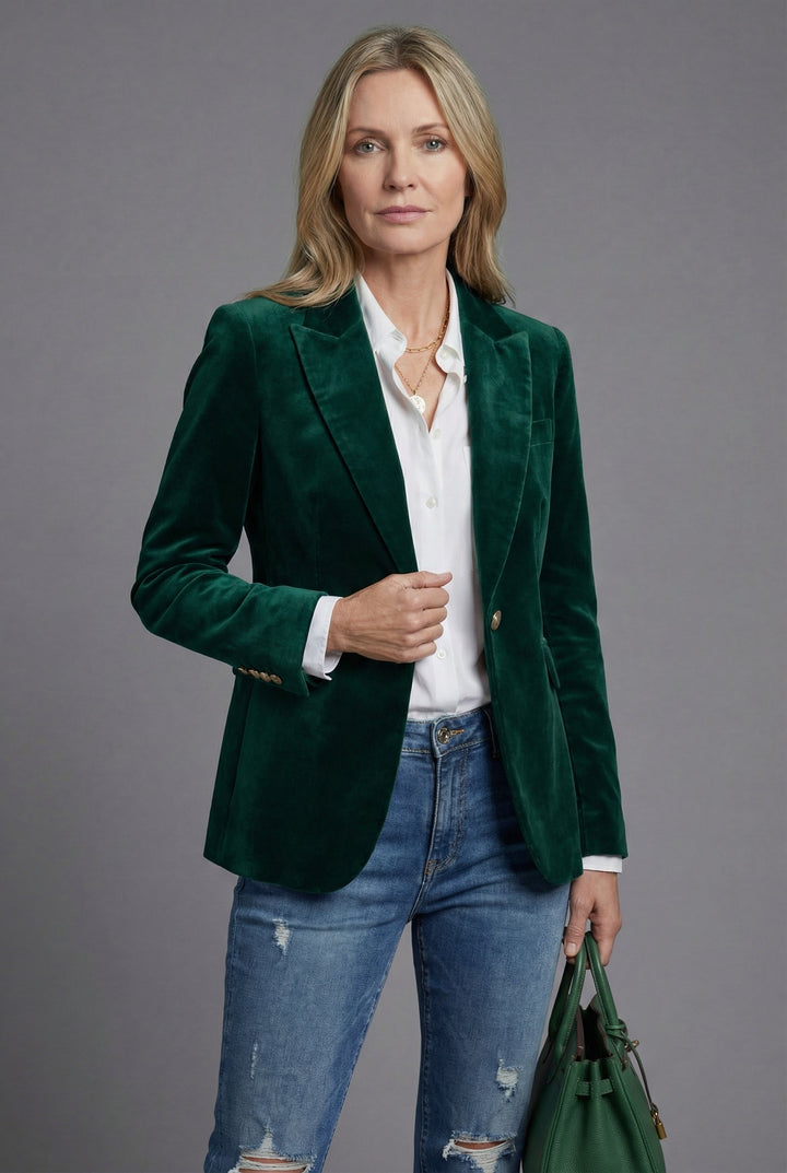 Women’s Velvet Style Blazer Tailored Smart Occasion Jacket