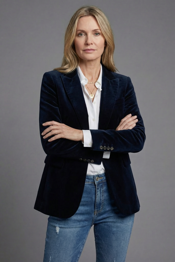 Women’s Velvet Style Blazer Tailored Smart Occasion Jacket