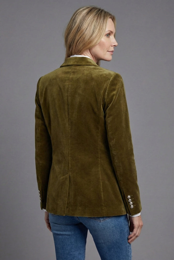 Women’s Velvet Style Blazer Tailored Smart Occasion Jacket