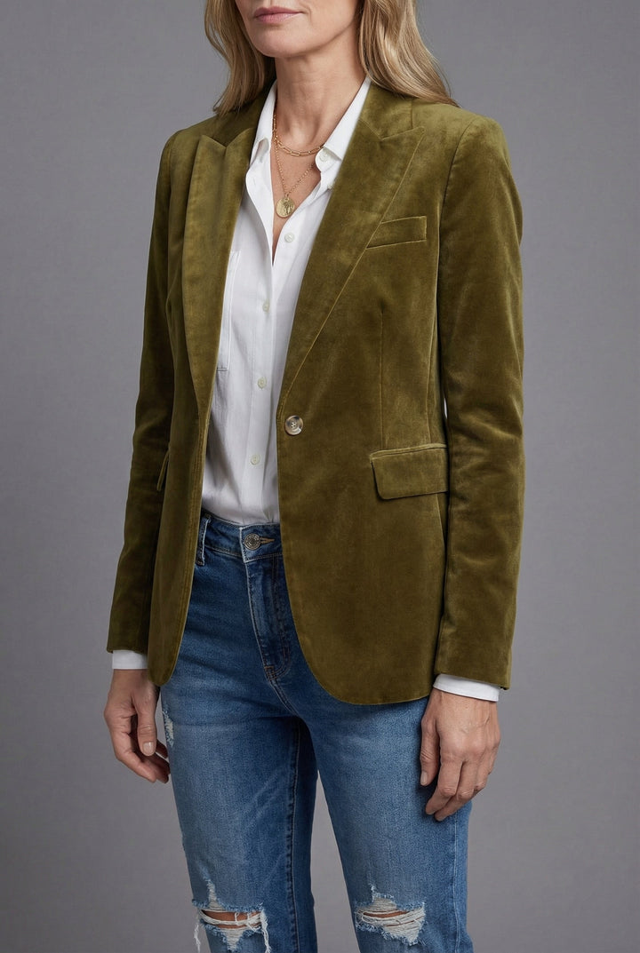 Women’s Velvet Style Blazer Tailored Smart Occasion Jacket