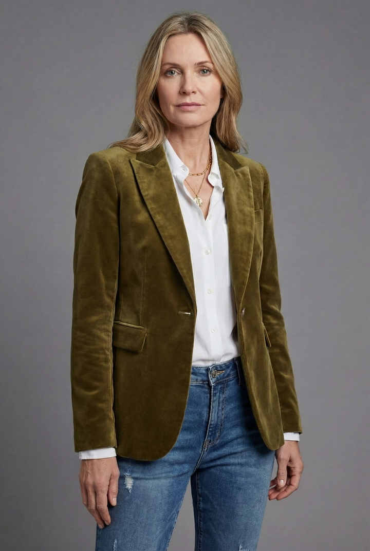 Women’s Velvet Style Blazer Tailored Smart Occasion Jacket