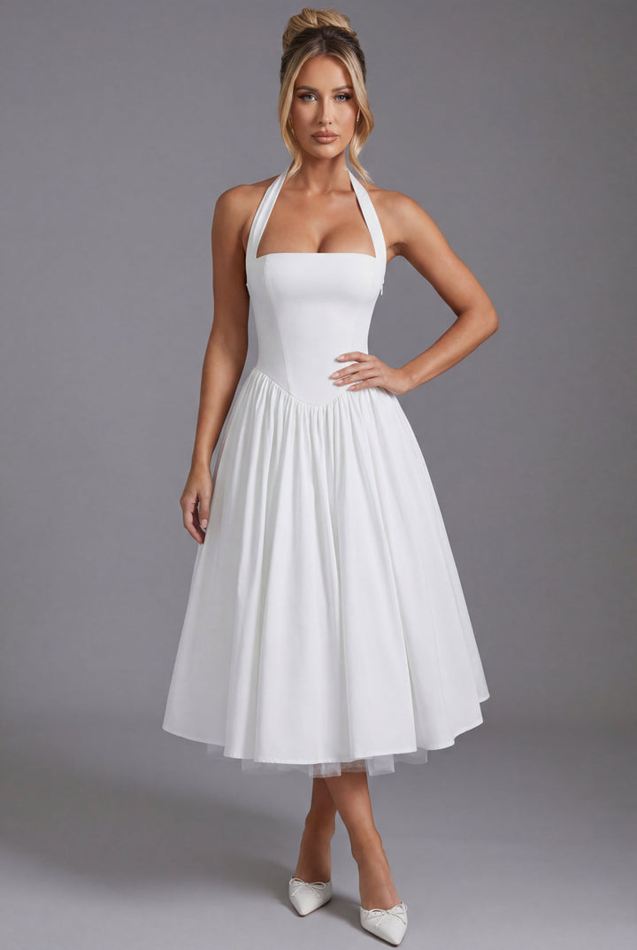 Women’s Ascot Elegant A-Line Halter Midi Dress