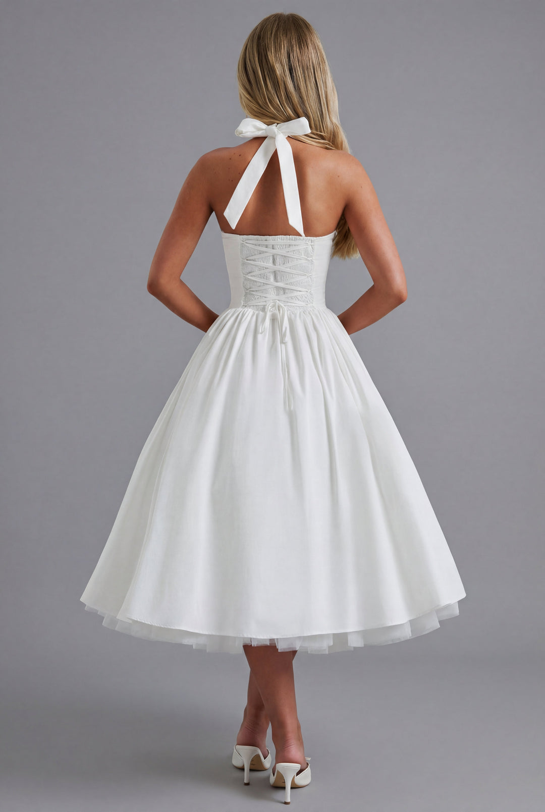 Women’s Ascot Elegant A-Line Halter Midi Dress
