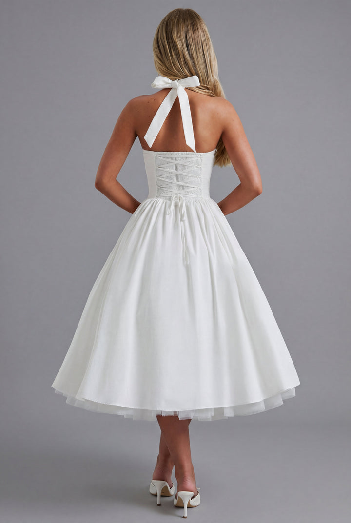 Women’s Ascot Elegant A-Line Halter Midi Dress