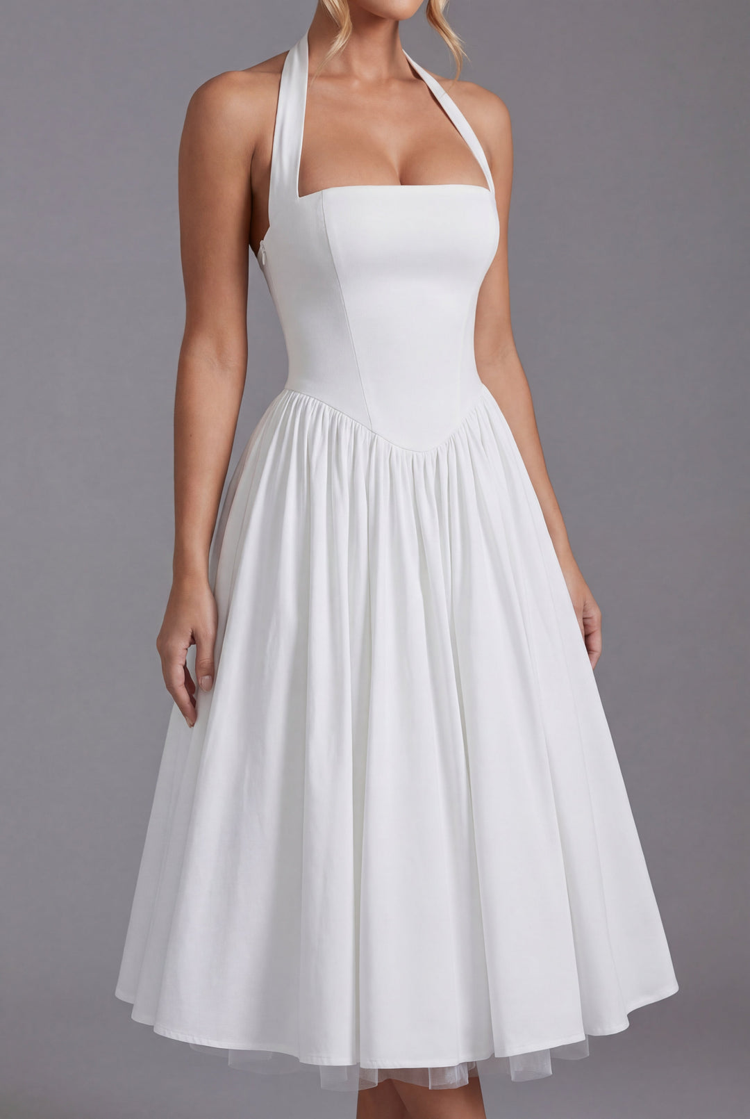 Women’s Ascot Elegant A-Line Halter Midi Dress