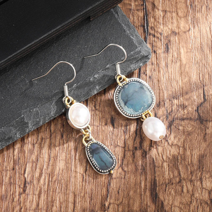 Retro Blue Natural Stone Earring