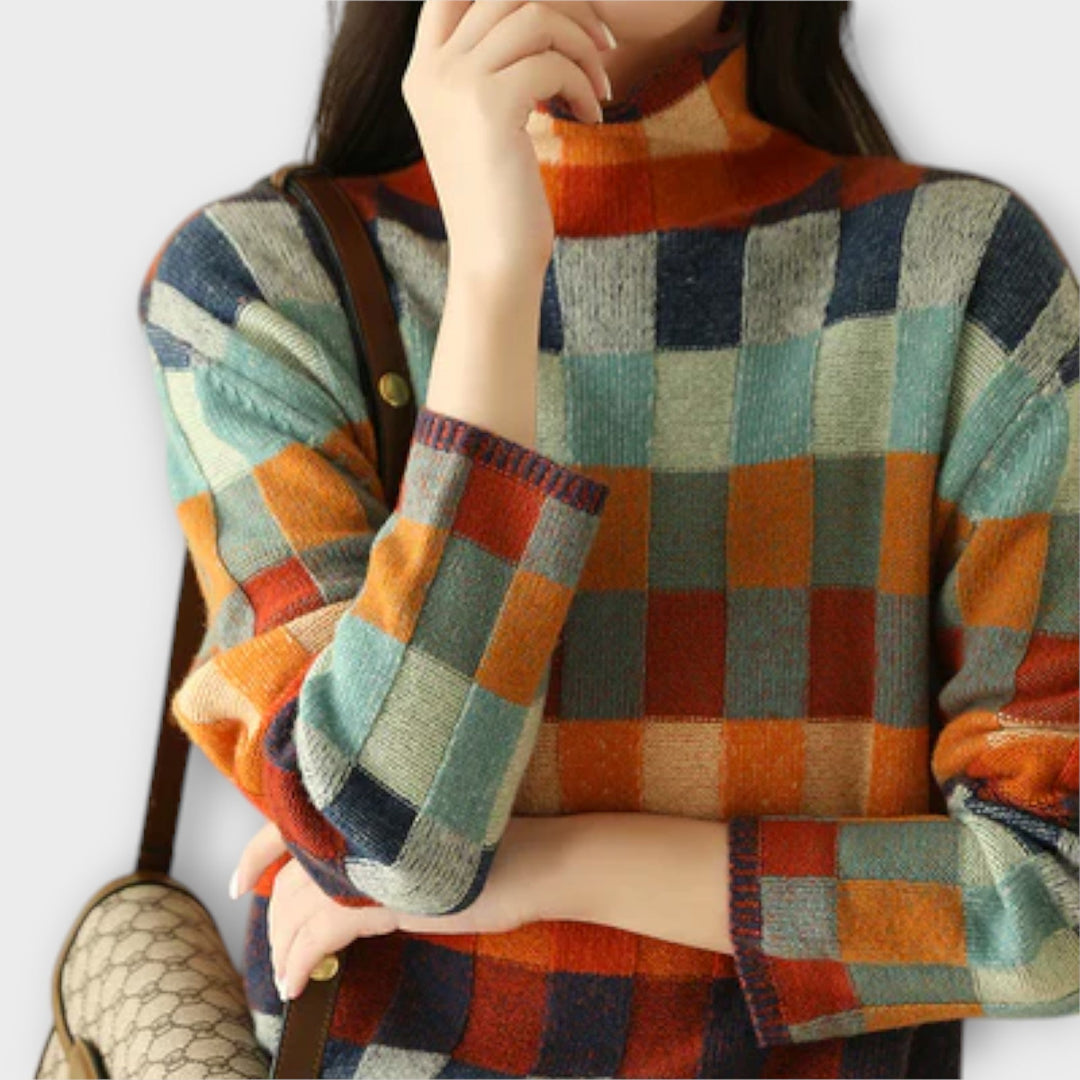 Jana | Patchwork Roll Neck Sweater